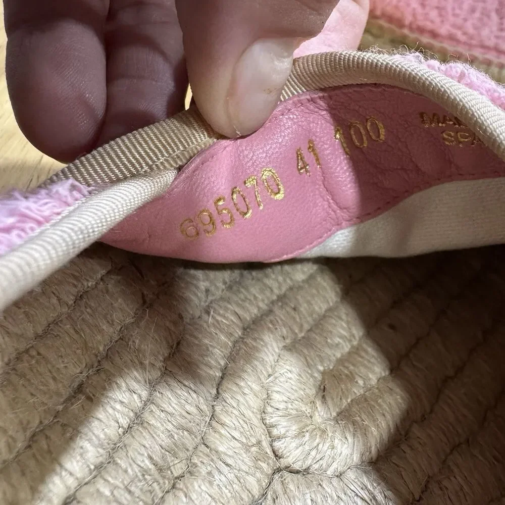 Gucci Monogram Espadrilles Terry Cotton Pink 41/US11 Loafers Preppy Coastal EUC